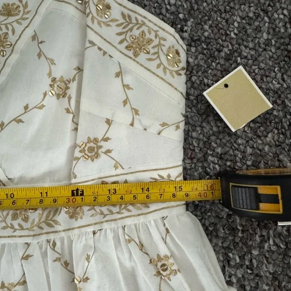 Michael Kors Cream and Gold Midi Dress womens size 8 - Picture 4 of 11